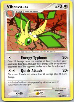 Pokemon Vibrava Uncommon Rising Rivals 53/111 NM - Image 1