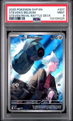 2025 POKEMON SVP EN-SV BLACK STAR PROMO #207 STEVEN'S BELDUM PSA 9 - Image 1