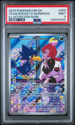 2025 POKEMON DRI EN-DESTINED RIVALS #200 TEAM ROCKET'S MURKROW PSA 9 - Image 1