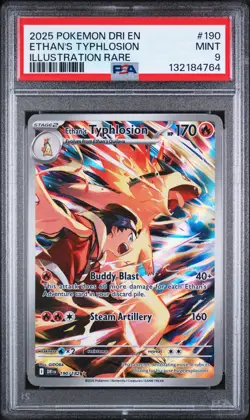 2025 POKEMON DRI EN-DESTINED RIVALS ILLUSTRATION RARE ETHAN'S TYPHLOSION PSA 9 - Image 1