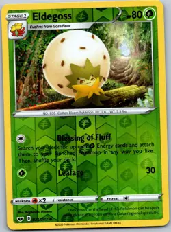 Pokemon Eldegoss Uncommon SWSH01: Sword & Shield Base Set 021/202 NM Reverse Hol - Image 1