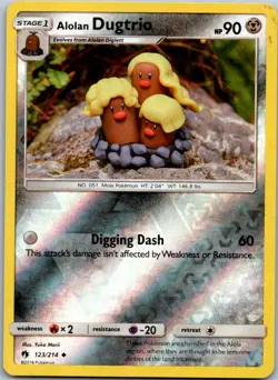 Pokemon Alolan Dugtrio Uncommon SM - Lost Thunder 123/214 NM Reverse Holo - Image 1