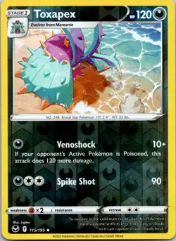 Pokemon Toxapex Uncommon SWSH12: Silver Tempest 115/195 NM Reverse Holo - Image 1