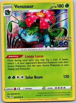 Pokemon Venusaur Holo Rare Pokemon GO 003/078 NM - Image 1