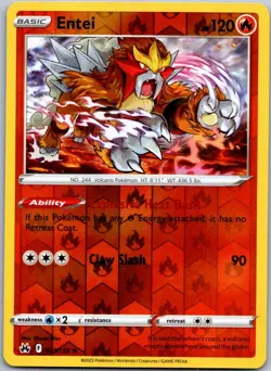 Pokemon Entei Holo Rare Crown Zenith 021/159 NM Reverse holo - Image 1