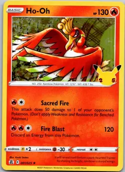 Pokemon Ho-Oh Holo Rare Celebrations 001/025 NM - Image 1