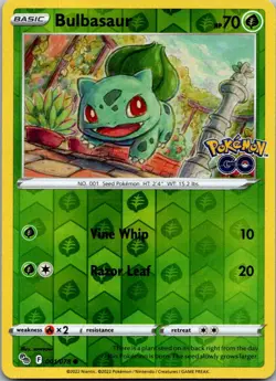 Pokemon Bulbasaur Common Pokemon GO 001/078 NM Reverse holo - Image 1