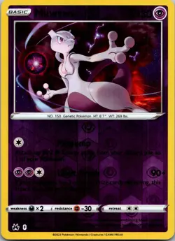 Pokemon Mewtwo Reverse Holo Rare Crown Zenith 059/159 NM - Image 1