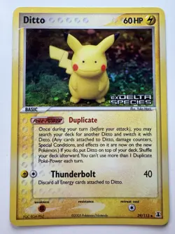 Pokemon TCG Ditto Pikachu Holo Stamped LP 39/113 EX Delta Species - Image 1