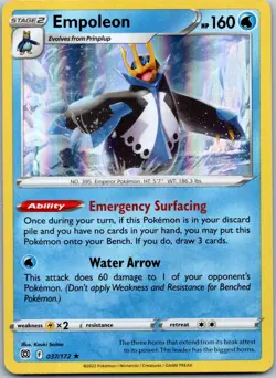 Pokemon Empoleon Holo Rare SWSH09: Brilliant Stars 037/172 NM - Image 1
