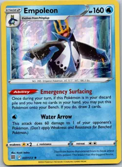 Pokemon Empoleon Holo Rare SWSH09: Brilliant Stars 037/172 NM - Image 1