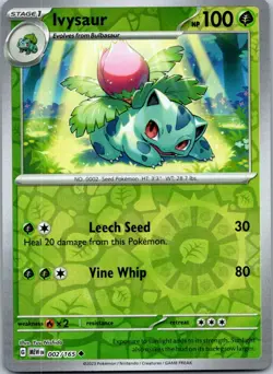Pokemon Ivysaur Uncommon SV: Scarlet & Violet 151 002/165 NM Reverse Holo - Image 1