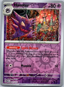 Pokemon Haunter Uncommon SV: Scarlet & Violet 151 093/165 NM Reverse Holo - Image 1