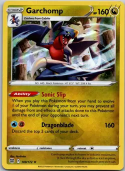 Pokemon Garchomp Holo Rare SWSH09: Brilliant Stars 109/172 NM Reverse Holo - Image 1