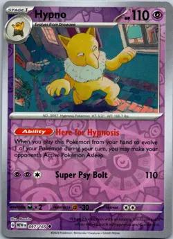 Pokemon Hypno Uncommon SV: Scarlet & Violet 151 097/165 NM Reverse holo - Image 1