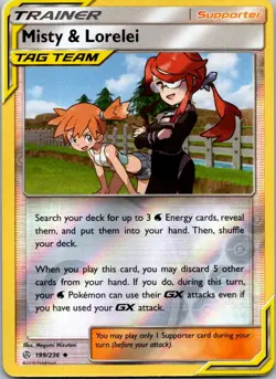 Pokemon Misty & Lorelei Uncommon SM - Cosmic Eclipse 199/236 NM Reverse holo - Image 1