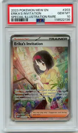 2023 POKEMON MEW EN-151 SPECIAL ILLUSTRATION RARE #203 ERIKA'S INVITATION PSA 10 - Image 1