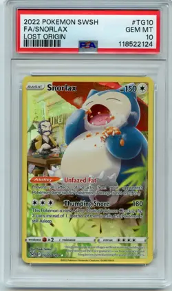 Pokemon Lost Origin SNORLAX Full Art SWSH Trainer Gallery HOLO TG10 ~ PSA 10 - Image 1