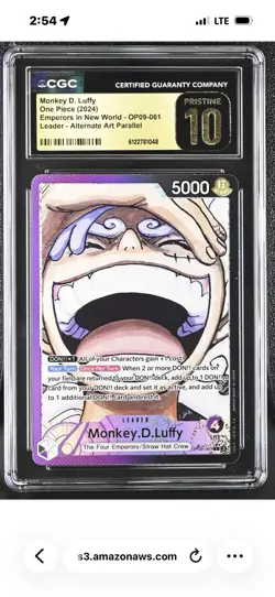 One Piece 2024 Monkey D. Luffy Leader Alt Art #OP09-061 English CGC Pristine 10 - Image 1