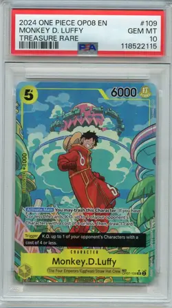 2024 ONE PIECE OP08-TWO LEGENDS TREASURE RARE #109 MONKEY D. LUFFY PSA 10 - Image 1