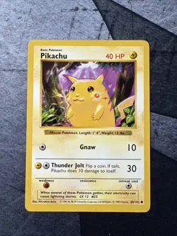 Pikachu Red Cheeks Shadowless 58/102 Base Set 1999 Pokemon TCG Card LP - Image 1