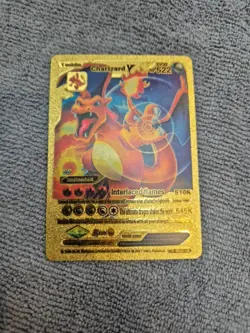 Pokemon Gold Foil Fan Art Card CHARIZARD V 522HP SRL07-03 - Image 1