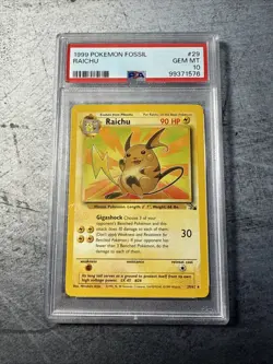 1999 POKEMON FOSSIL #29 RAICHU PSA 10 - Image 1