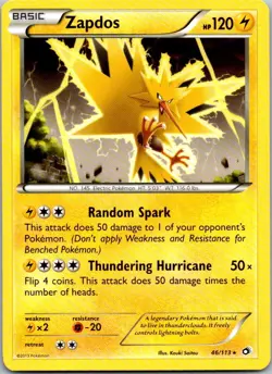 Pokemon TCG Zapdos 46/113 Legendary Treasures NM - Image 1