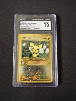 Pokemon TCG Pichu CGC 10 Japanese Neo Premium File 2 Reverse Holo #172 - Image 1