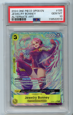 Jewelry Bonney Alternate Art One Piece Op08-Two Legends 105 PSA 10 - Image 1
