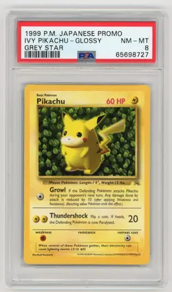 Pokemon Card Ivy Pikachu Grey Star Glossy Promo 1999 PSA 8 NM-MT - Image 1