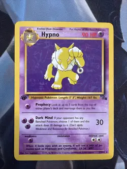 Pokemon TCG Hypno Fossil Card 23/62 1st Edition Regular Non-Holo Rare LP - Image 1