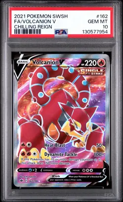 PSA 10 2021 Pokemon SWSH Chilling Reign Full Art Volcanion V 162/198 #162 - Image 1