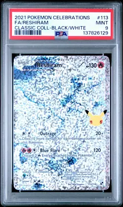 2021 POKEMON CELEBRATIONS CLASSIC COLL #113 FULL ART/RESHIRAM PSA 9 - Image 1