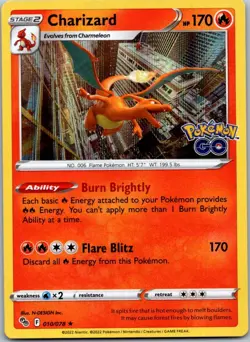 Charizard Holo Rare Pokemon GO 010/078 NM - Image 1