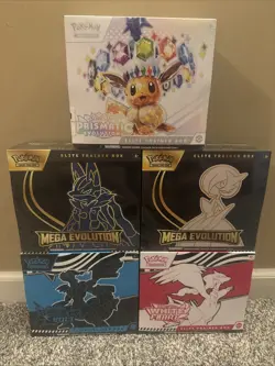 Pokemon Scarlett & Violet Prismatic Mega Evolution Black Bolt White Flare 5 ETB - Image 1