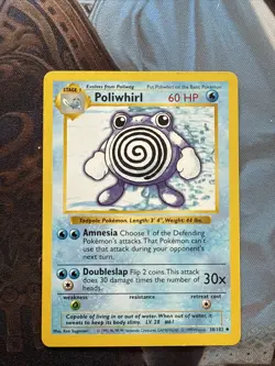 Pokemon - Base Set Shadowless Poliwhirl 38/102 LP+ - Image 1