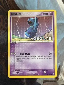 VINTAGE POKEMON 2005 BELDUM 55/107 Ex DEOXYS - REVERSE HOLO -STAMPED - NM / LP - Image 1