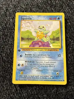 Squirtle 1st Edition Base Set 63/102 1999 Pokemon - Image 1