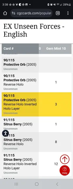 (TOP POP 3) CGC 10 GEM MINT Pokemon EX Unseen Holo Error Protective Orb 90/115 - Image 4
