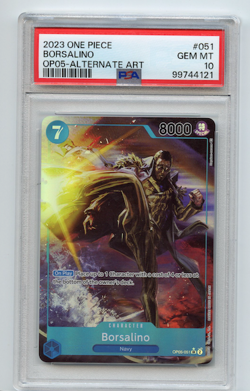 One Piece TCG Borsalino OP05-051 SR ALT ART PSA 10 Gem Mint - Image 1