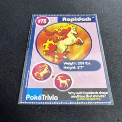Pokemon Poke Trivia Rapidash #78 Burger King Card LP - Image 1