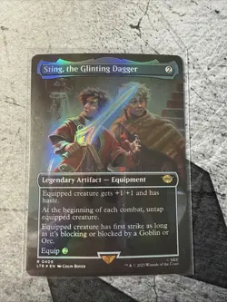 MTG Sting, the Glinting Dagger *BORDERLESS FOIL* The Lord of the Rings 0409 NM - Image 1