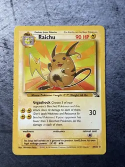 Pokemon TCG Raichu Fossil Card 29/62 1999 Rare Non-Holo Vintage WOTC - Image 1