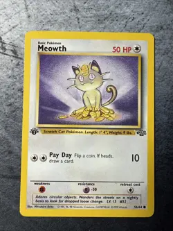 1999 Pokemon 1st Edition Meowth Jungle 56/64 LP - Image 1