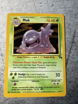 Pokemon TCG Muk Fossil 13/62 Holo Rare NM/LP - Image 1