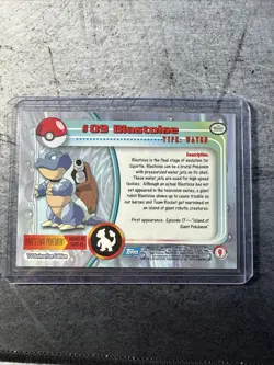 1999 Topps Pokemon TV Animation Series 1 Blastoise #9 Blue Logo Non Holo - Image 2