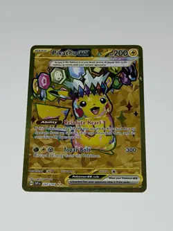 Pokemon TCG Pikachu EX Surging Sparks Holo Hyper Rare Gold 247/191 Crease LP - Image 1