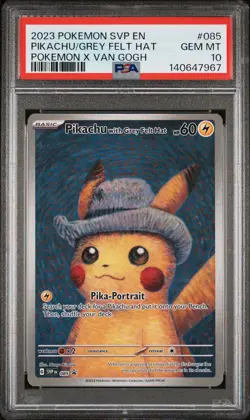 2023 POKEMON SVP EN-SV BLACK STAR PROMO #085 PIKACHU WITH GREY FELT HAT PSA 10 - Image 1