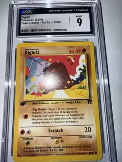 Pokemon TCG 2000 Diglett Team Rocket 1st Edition 52/82 CGC Mint 9 - Image 2